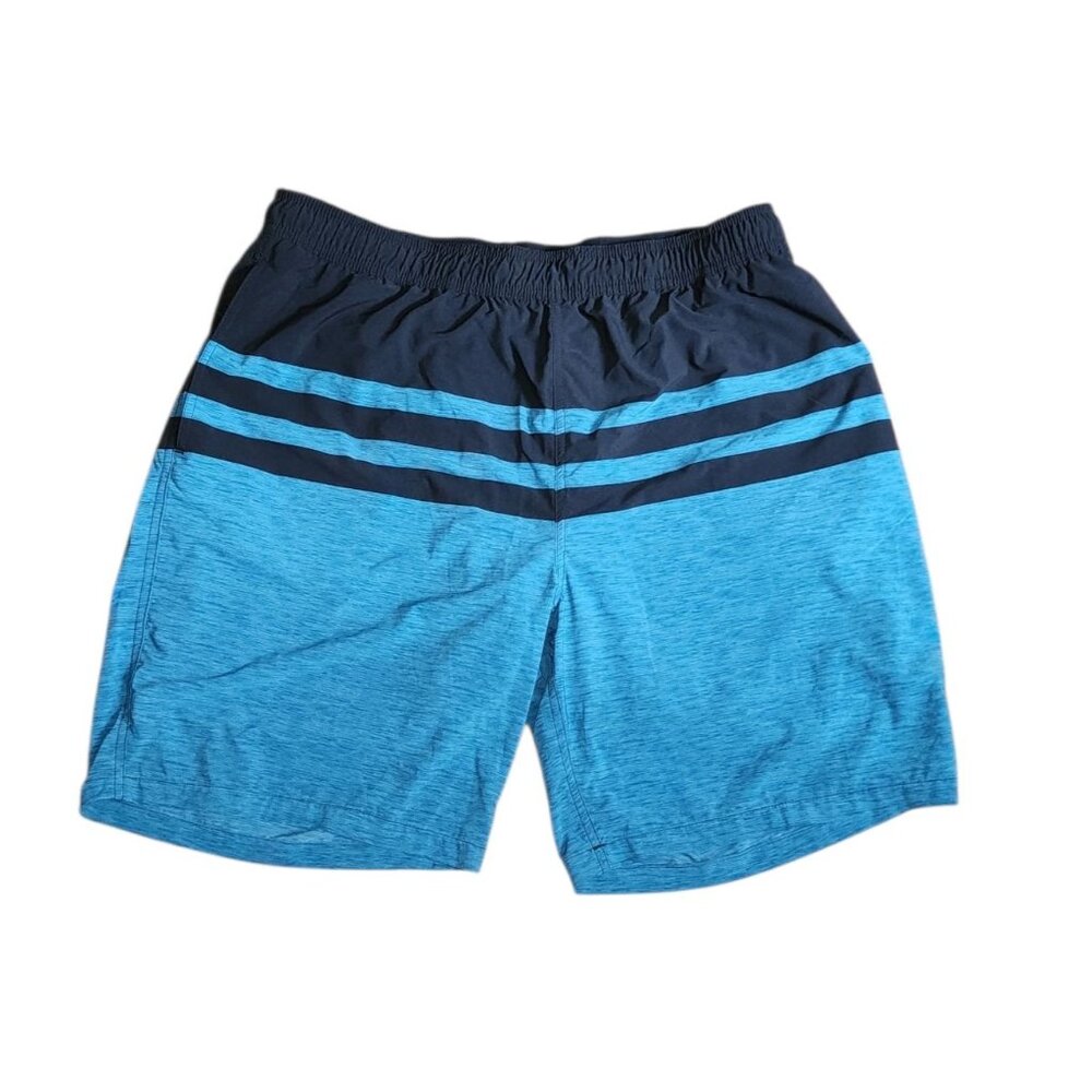 Kirkland Signature Swim Shorts Mens‎ Size L Large Blue Black Swimsuit Pull On